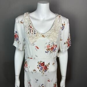 Vintage Cottagecore Dress Size 12 Floral Lace Grunge Lisa Petites 90s Boho NWT